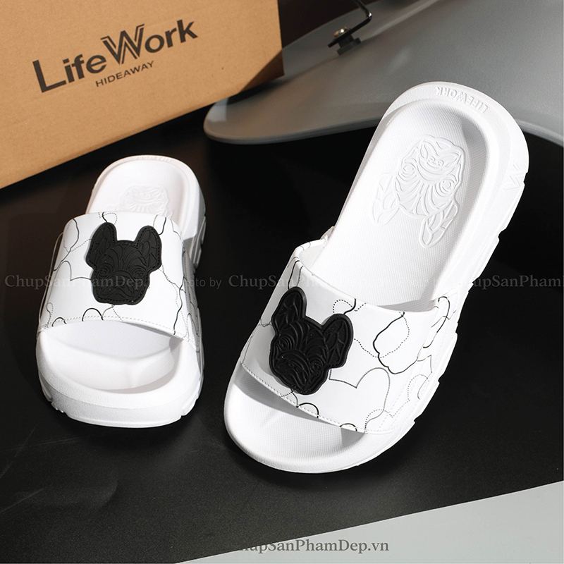 Dép Bản HQ LifeWork Logo 3D Hình Vẽ Cute