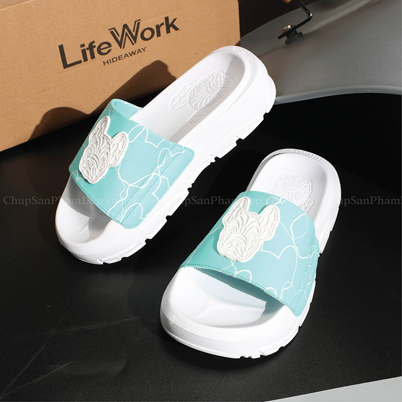 Dép Bản HQ LifeWork Logo 3D Hình Vẽ Cute