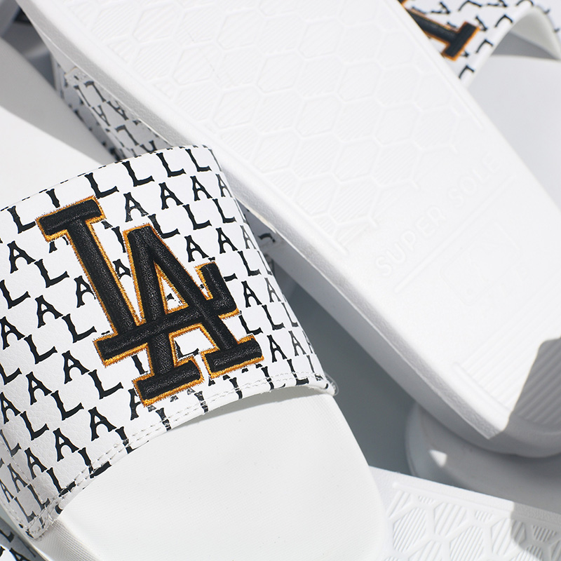 Dép MLB LA trắng logo thêu sắc nét hàng cao cấp chất lượng tốt nhất